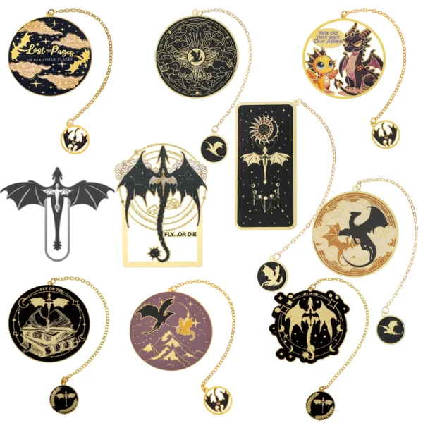 Fourth Wing Bookmark – Dragon Knight Story Bookmark Metal Pendant Bookmark Gothic Dragon Bookmark
