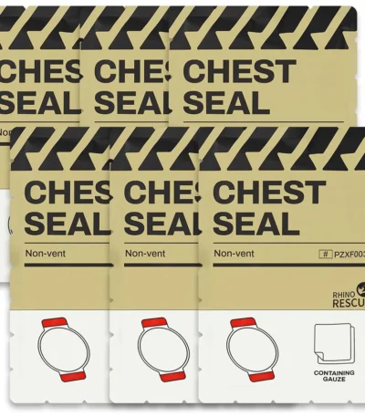 RHINO RESCUE Vent Chest Seal Twin-Pack, Emergency Seal Patch for First Aid Kit, IFAK Supplies for Outdoor Camping 1