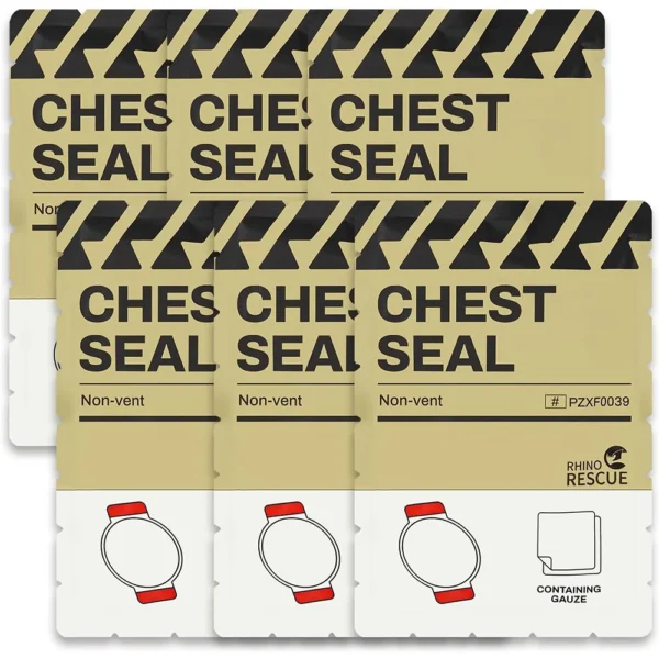 RHINO RESCUE Vent Chest Seal Twin-Pack, Emergency Seal Patch for First Aid Kit, IFAK Supplies for Outdoor Camping