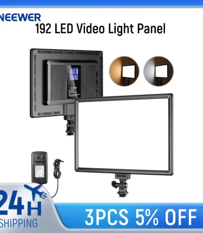 NEEWER 192 LED Video Light Panel, 20W Ultra Thin Bi Color Dimmable DSLR Camera Soft Light with 8000mAh Built in Lithium Battery