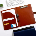 1Pc Texture PU Leather Multi-Functional Folder A4 Clip Pen Holder Card Slots – Business Office Meeting Organizer for Bank/Sales