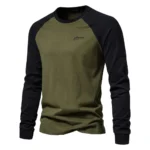 AIOPESON Men’s T-shirts 100% Cotton Long Sleeve O-neck Pactwork Casual T Shirts for Men New Spring Designer Tees Men Clothing