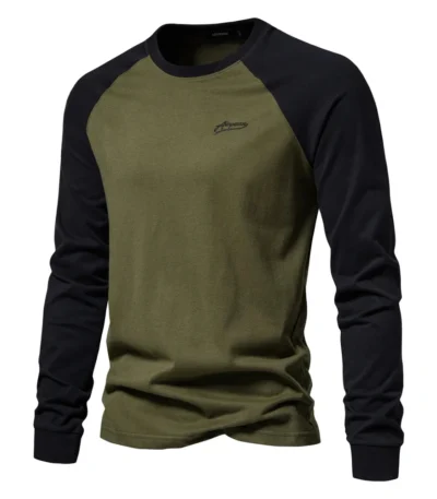 AIOPESON Men's T-shirts 100% Cotton Long Sleeve O-neck Pactwork Casual T Shirts for Men New Spring Designer Tees Men Clothing 1