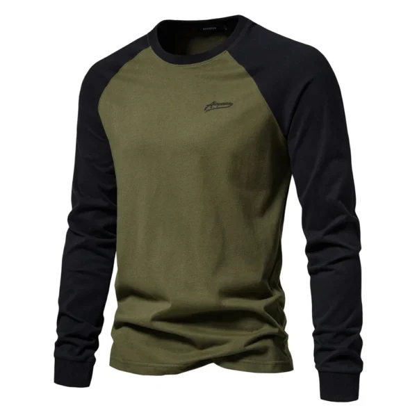 AIOPESON Men’s T-shirts 100% Cotton Long Sleeve O-neck Pactwork Casual T Shirts for Men New Spring Designer Tees Men Clothing