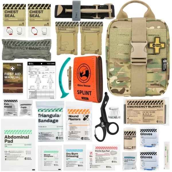 RHINO RESCUE-SE IFAK Trauma First Aid Kit,Tactical Medical Pouch for Car Home Travel Hiking and Camping,Emergency Survival Gear