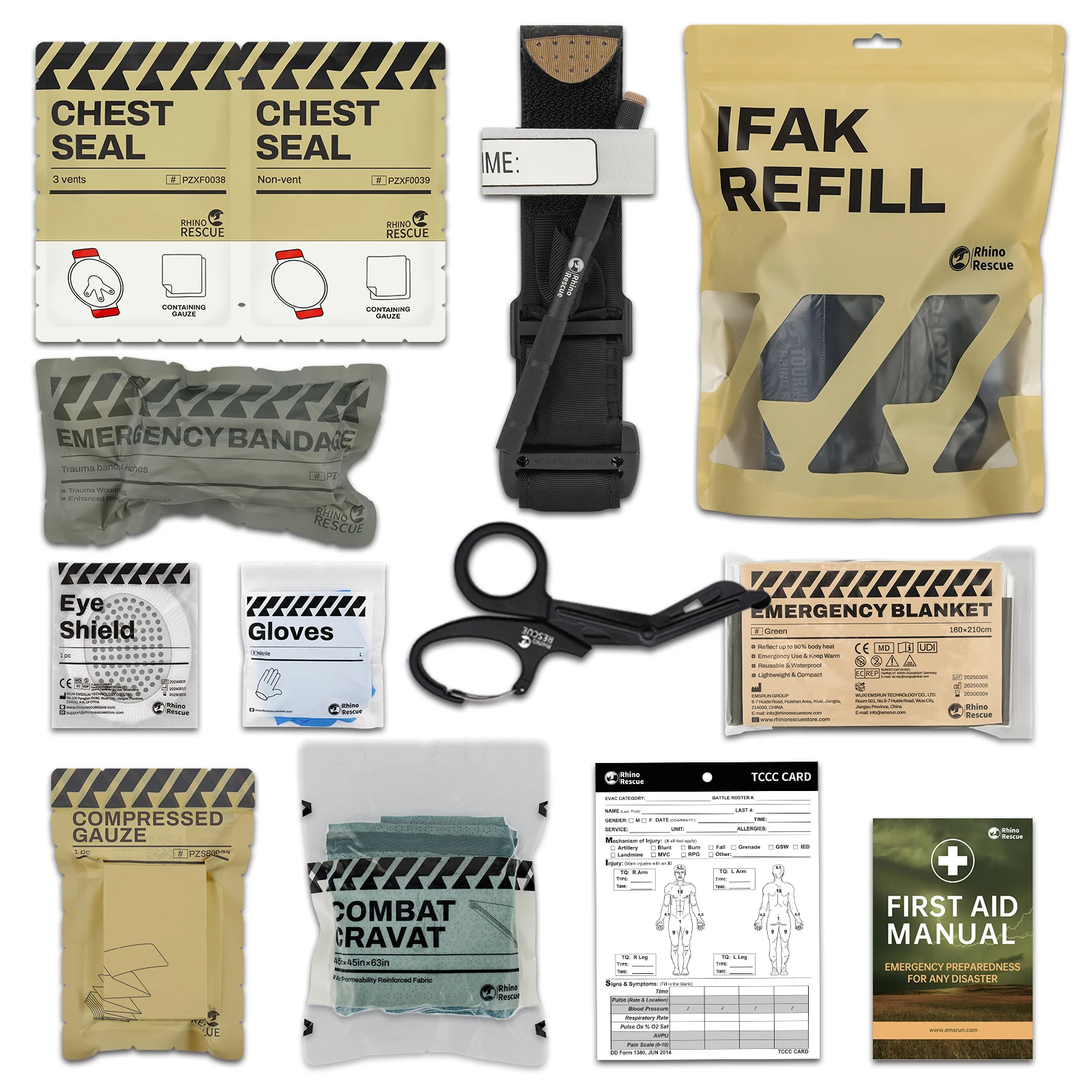 Rhino Rescue Emergency Trauma Kit Combat Tactical IFAK For First Aid Response Supplies Rhino Rescue Emergency Trauma Kit Combat Tactical IFAK For First Aid Response Supplies