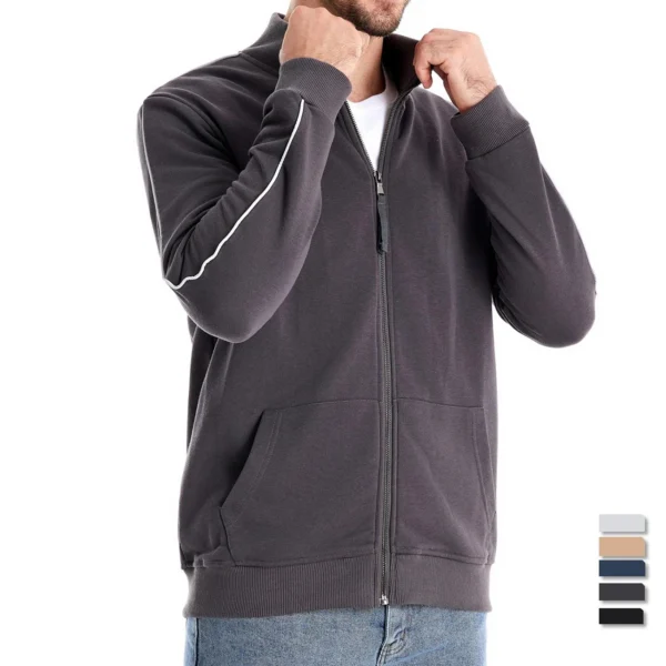 AIOPESON Brand Mens New Cotton-blend Solid Zip Up Sweatshirts Casual Sport Cardigan Jacket Sweatshirt for Men