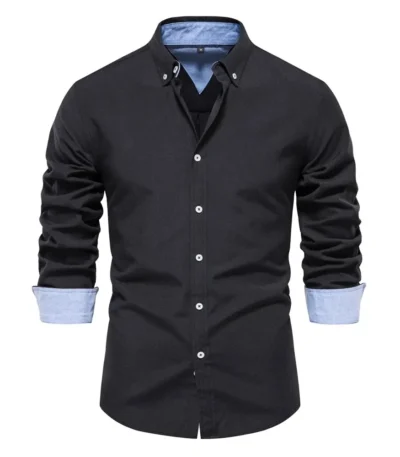 AIOPESON New Spring Cotton Blend Men's Oxford Shirt Long Sleeve Button Down Social Buinesss Casual Shirts for Men 1
