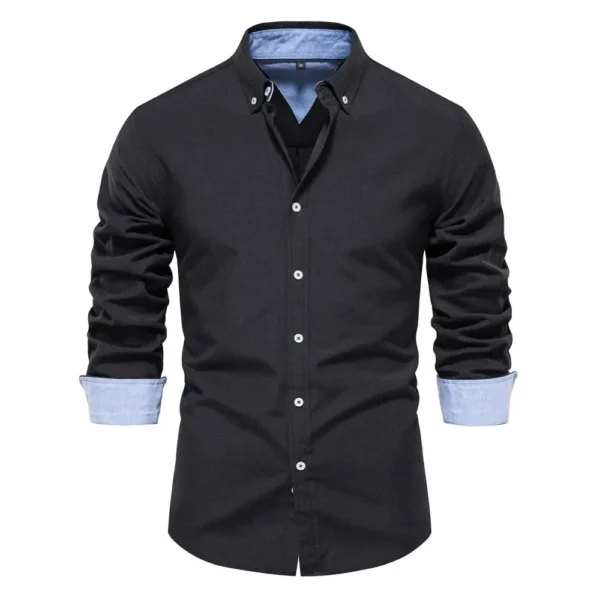 AIOPESON New Spring Cotton Blend Men’s Oxford Shirt Long Sleeve Button Down Social Buinesss Casual Shirts for Men