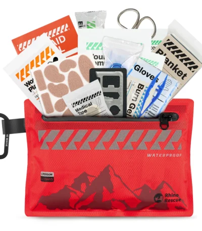 Rhino Rescue Small First Aid Kit - Ultralight Waterproof Medical Kit for Hiking Backpacking Cycling Travel Vehicles 1