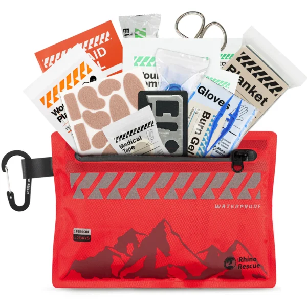 Rhino Rescue Small First Aid Kit – Ultralight Waterproof Medical Kit for Hiking Backpacking Cycling Travel Vehicles