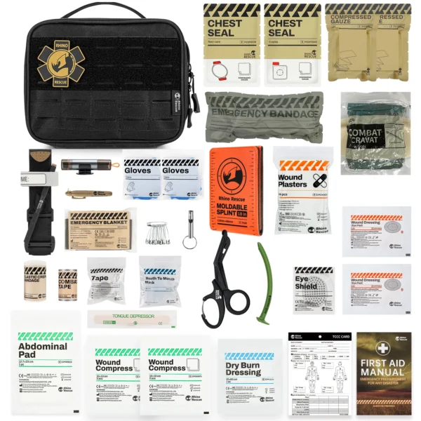 RHINO RESCUE Vehicle Emergency Trauma Kit, Professional First Aid Response Pack with Tourniquet, Molle Organizer Pouch for C