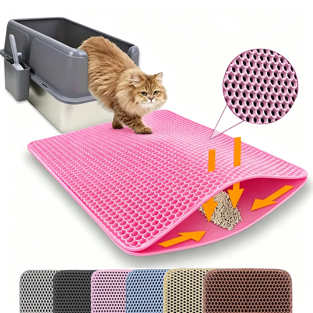 Cat Litter Mat Double Layer Pet Non Slip Big Pet Litter Box Filter MatWear Resistant Waterproof Anti-slip Cat Litter Mat 1