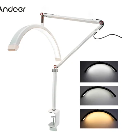 Andoer HD-M3X LED Video Light Half-moon Shaped Desktop Ring Light 3000K-6000K Dimmable for Beauty Salon Makeup Live Streaming 1