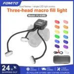 FOMITO Mini Macro Flash Three-Head Diffuser 8 Brightness Level Adjustable LED Light Assist Focusing Built in Lithium Battery