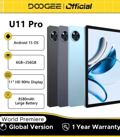 Global Version DOOGEE U11 Pro Android 15 Tablet 30GB(6+24) 256GB 11" HD 90Hz Display 8580mAh Battery Unisoc T7200 octa-core 1