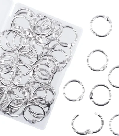 50 Pcs Silver Metal Binder Rings Loose Leaf Office Book Index Card Keychain Key Rings for School Home Office Organization 1