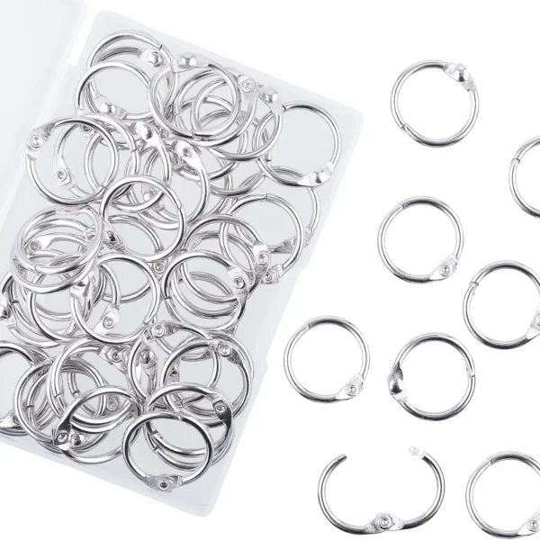 50 Pcs Silver Metal Binder Rings Loose Leaf Office Book Index Card Keychain Key Rings for School Home Office Organization