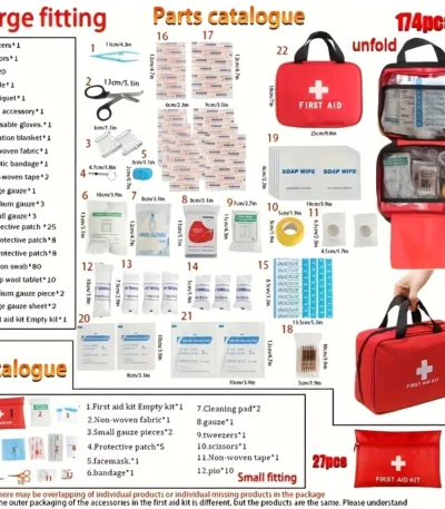 Deluxe First Aid Kit with Carrying Pouch, Outdoor First Aid Kit - Essential Emergency Kit for Camping, Hiking and Travell 1