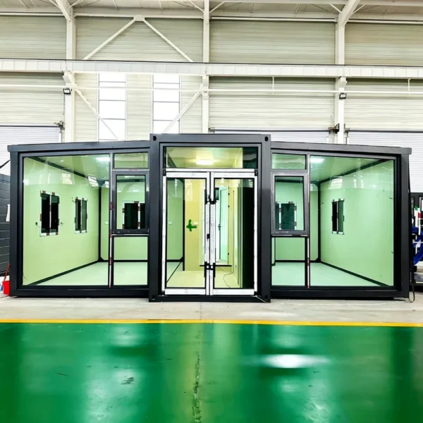 Scalable Temporary Housing Complex Made Of Linked Modular Container House Units Together Forming A Cohesive Village Community
