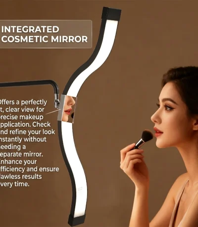 Fusitu LED Foldable Mirror Floor Light Half-moon Cloud Light for Lash Extensions Makeup Hairdressing