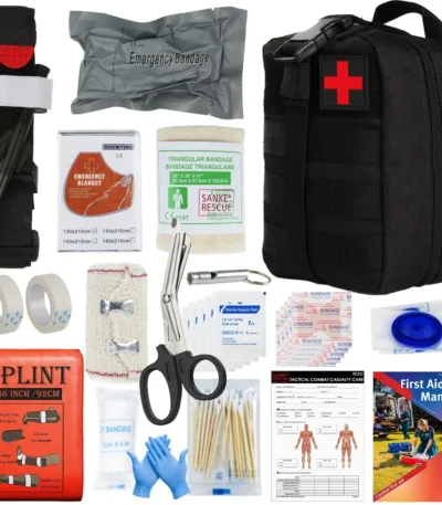 First Aid Survival Kit Tactical IFAK Pouch Supplied full set Molle Camping Kit with 18 EMT Items for Military Emergency Outdoors 1