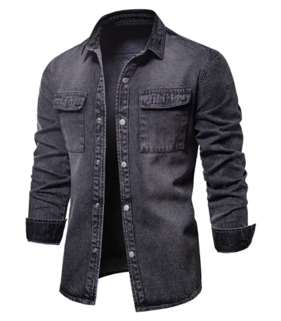 AIOPESON 100% Cotton Denim Shirts Men Casual Solid Color Thick Long Sleeve Shirt for Men Spring High Quality Jeans Male Shirt 1