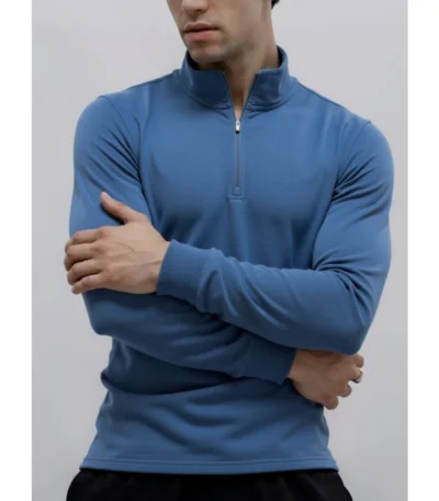 AIOPESON New Men Solid Color Zipper Soft Shell Sweatshirt Long Sleeve Breathable Warm Pullover Casual Streetwear Jacket‌ 1