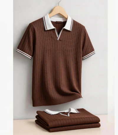 AIOPESON Men's Polo Shirt 100% Cotton Soft Skin Friendly Solid Color Collar Elegant Casual Old Money Style Men Clothing 1