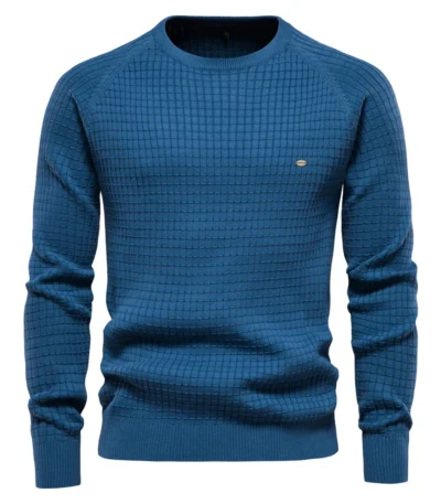 AIOPESON  Cotton Men Sweaters Soild Color O-neck High Quality Mesh Pullovers Male New Winter Autumn Basic Sweaters for Men 1