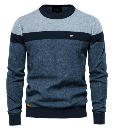 AIOPESON Spliced Cotton Sweater Men Casual O-neck High Quality Pullover Knitted Sweaters Male New Winter Brand Mens Sweaters 1