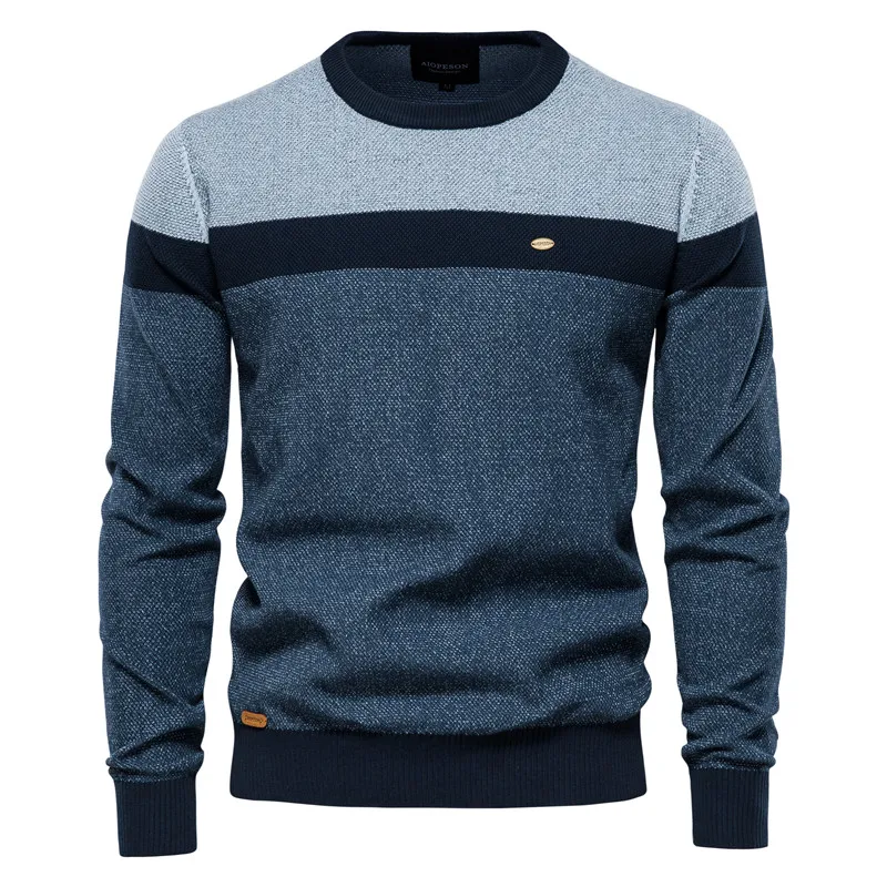 AIOPESON Spliced Cotton Sweater Men Casual O-neck High Quality Pullover Knitted Sweaters Male New Winter Brand Mens Sweaters AIOPESON Spliced Cotton Sweater Men Casual O-neck High Quality Pullover Knitted Sweaters Male New Winter Brand Mens Sweaters