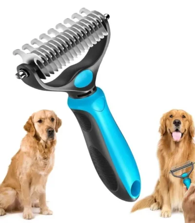 2in1 Stainless Pet Deshedding Brush Dog Hair Remover Pet Fur Knot Cutter Puppy Cat Comb Brushes Dogs Grooming Shedding Supplies 1