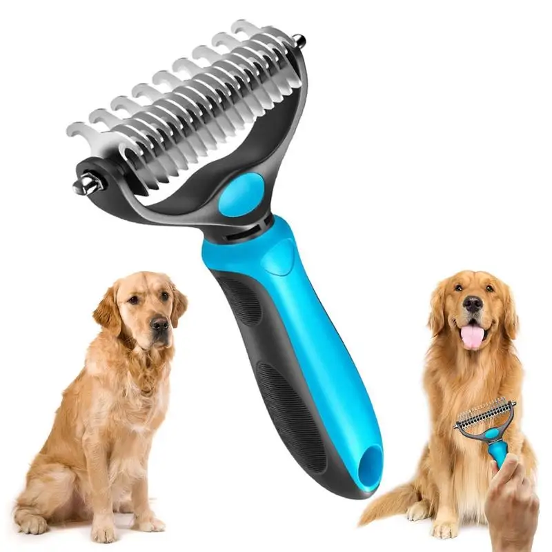2in1 Stainless Pet Deshedding Brush Dog Hair Remover Pet Fur Knot Cutter Puppy Cat Comb Brushes Dogs Grooming Shedding Supplies 1