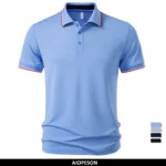 AIOPESON Men’s Solid Color Work Polo Shirt Professional Breathable Moisture Wicking Office Casual Daily Wear Office Polo Shirts
