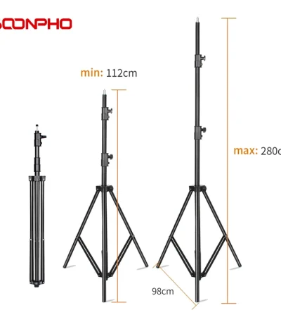 SOONPHO 280cm Light Stand Heavy Duty With 1/4 Screw For Photo Studio Flash Diffuser Tripods Ring Lamp Softbox Photography Tripod