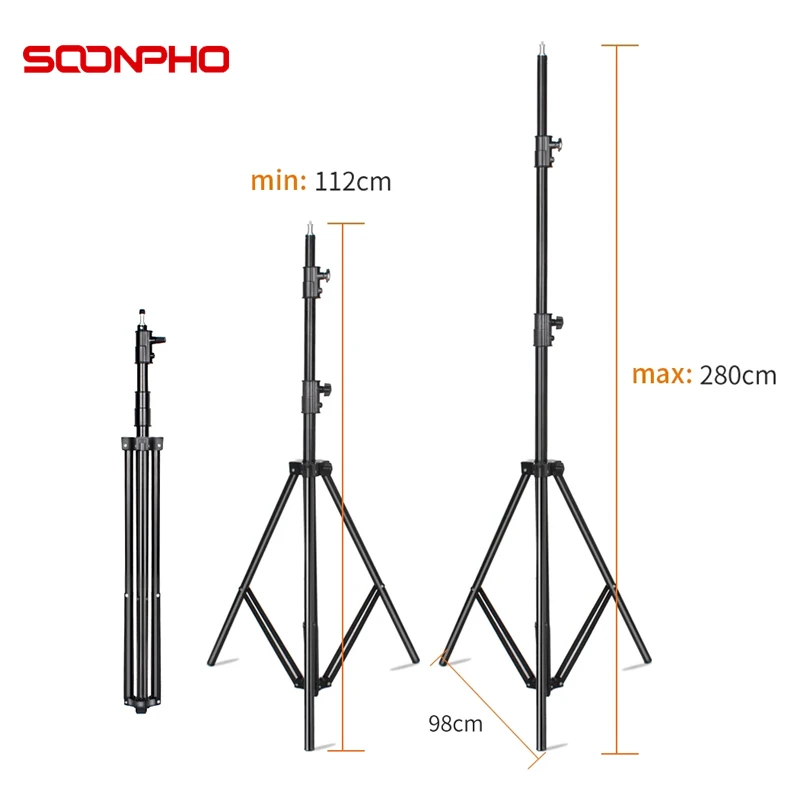 SOONPHO 280cm Light Stand Heavy Duty With 1/4 Screw For Photo Studio Flash Diffuser Tripods Ring Lamp Softbox Photography Tripod SOONPHO 280cm Light Stand Heavy Duty With 1/4 Screw For Photo Studio Flash Diffuser Tripods Ring Lamp Softbox Photography Tripod