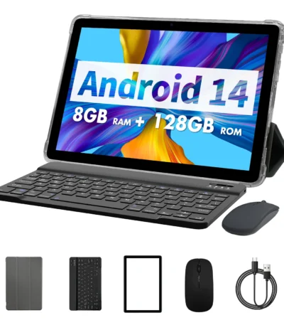 PRITOM TAB11 Android 14 Tablet 10 Inch, 8GB(4+4 Expand) RAM + 128GB ROM, Octa Core, 5G WiFi, with Keyboard, Mouse, Case 1