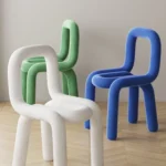 INS Klein Blue Designer Creative Makeup Stool Modern Minimalist Dining Chair with Backrest Trendy Vanity Seat for Adults Home