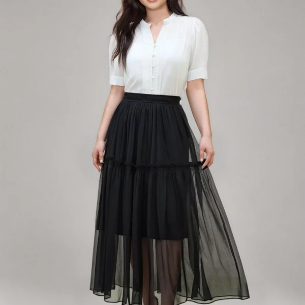 DUSHU Plus Size Women French Style Lace Short-sleeved Blouse 2025 Summer New Arrival Commuting Temperament Gentle Top 25DS82500