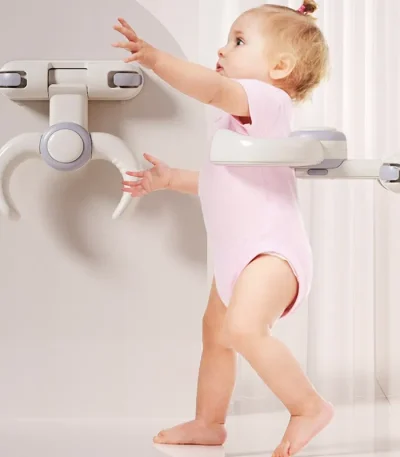 Wall-mounted Bath Stand with Suction Cup Stand for Babies Over 6 Months Old, Adjustable Baby Standing Bath Stand