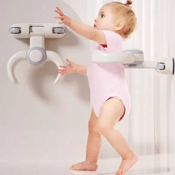 Wall-mounted Bath Stand with Suction Cup Stand for Babies Over 6 Months Old, Adjustable Baby Standing Bath Stand