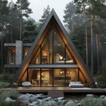 Triangle A Frame Wooden House Portable Prefab Tiny Cabin Outdoor Living Luxury Villa