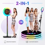 Professional 360 Photo Booth & iPad Photo Booth Event Party Machine for Wedding Rental Business LED RGB Ring Light Booth US Ship