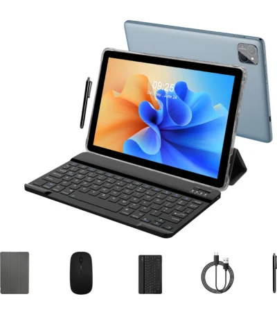 PRITOM Android 14 Tablet 10.1 Inch, 8GB(4+4 Expand) RAM + 128GB ROM, Octa Core, 5G WiFi, with Keyboard, Mouse, Case 1