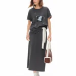 DUSHU Women Sweet Cartoon Hand-Painted Print Casual T-Shirt and Skirt Set 2026 Fashion Short Sleeve Set Leisure Loose Fit Daily