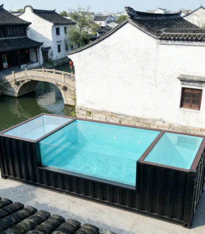 Customized 40ft Custom Shipping Container Pool Large Outdoor Swim Spa Endless Pool for Backyard Hotel & Residential Use 1