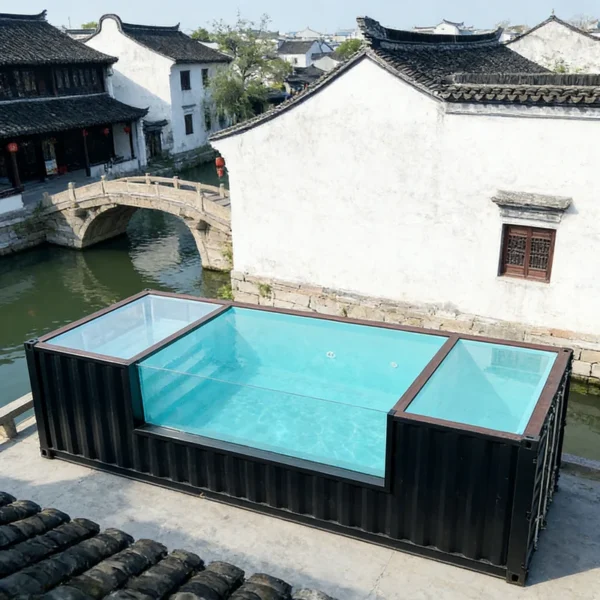 Customized 40ft Custom Shipping Container Pool Large Outdoor Swim Spa Endless Pool for Backyard Hotel & Residential Use