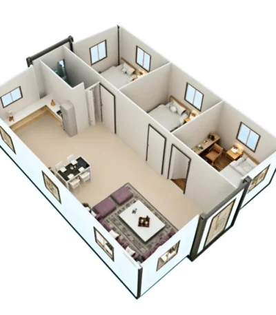 New Expandable Container House 40 Foot Quick Install Prefabricated Folding Container House with Customizable 3 Bedroom Home 1