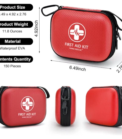 150 Piece Mini First Aid Kit Small Waterproof Hard Shell Medical Kit for Home Car Travel Camping Truck Hiking Sports Office 1